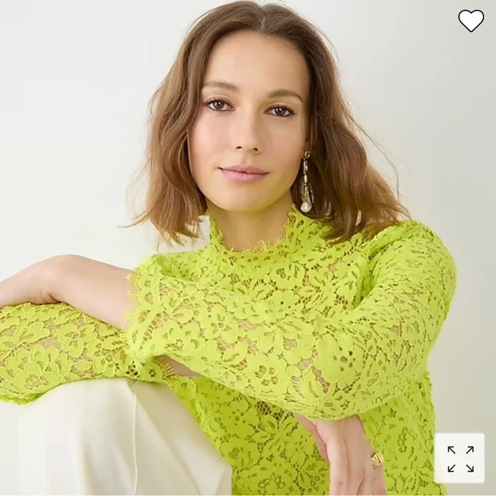 J Crew Mock Neck Lace Top in Citrine NWT Size 6